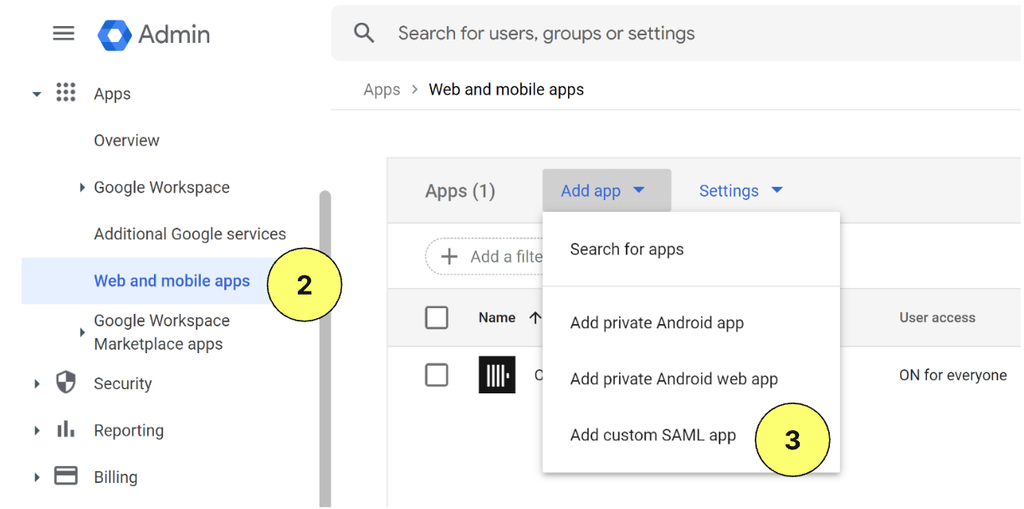 Google SAML App